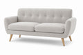 Sofa dwuosobowa z tkaniny poliestrowej z drewnianymi nogami, Szary