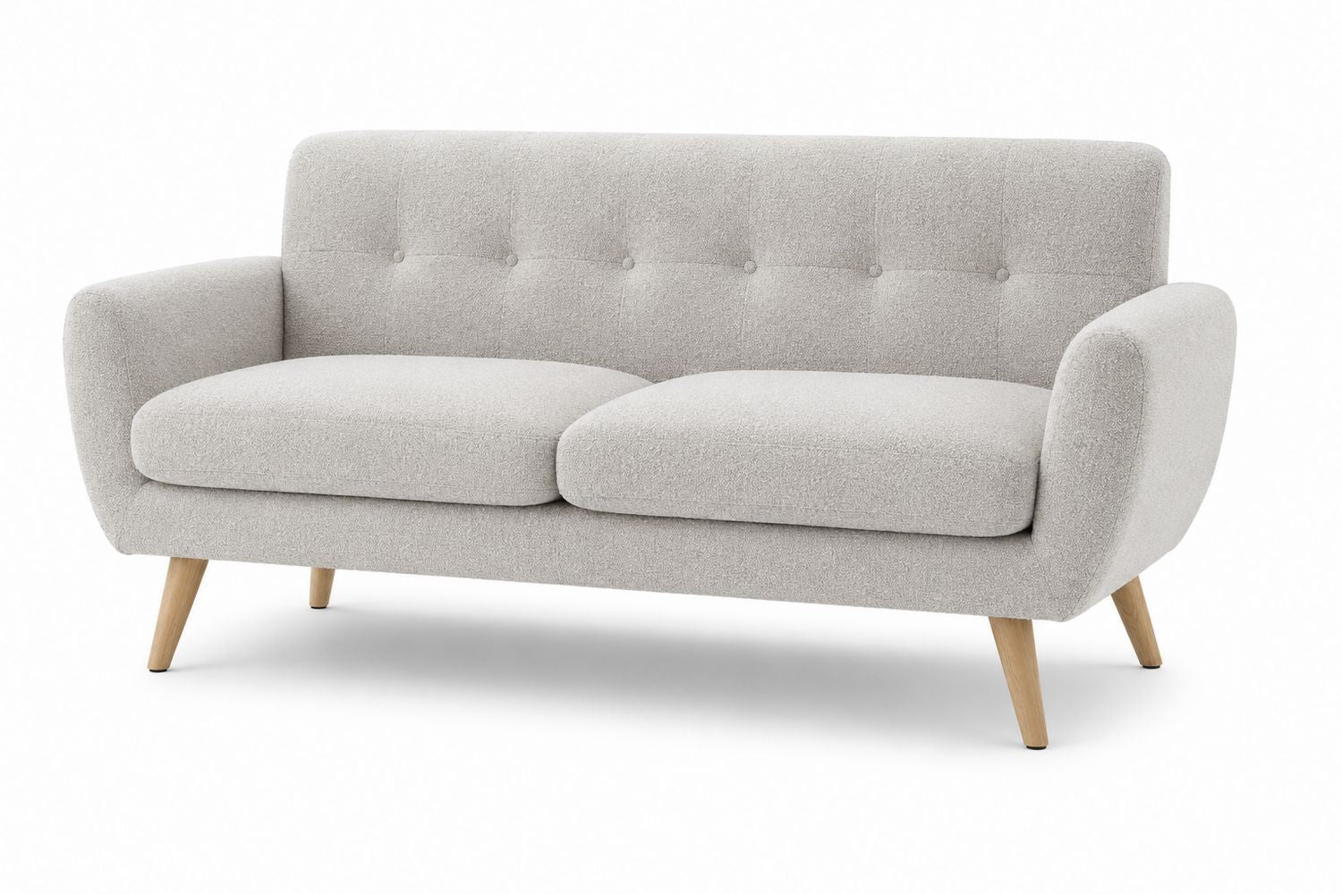 Sofa dwuosobowa z tkaniny poliestrowej z drewnianymi nogami, Szary