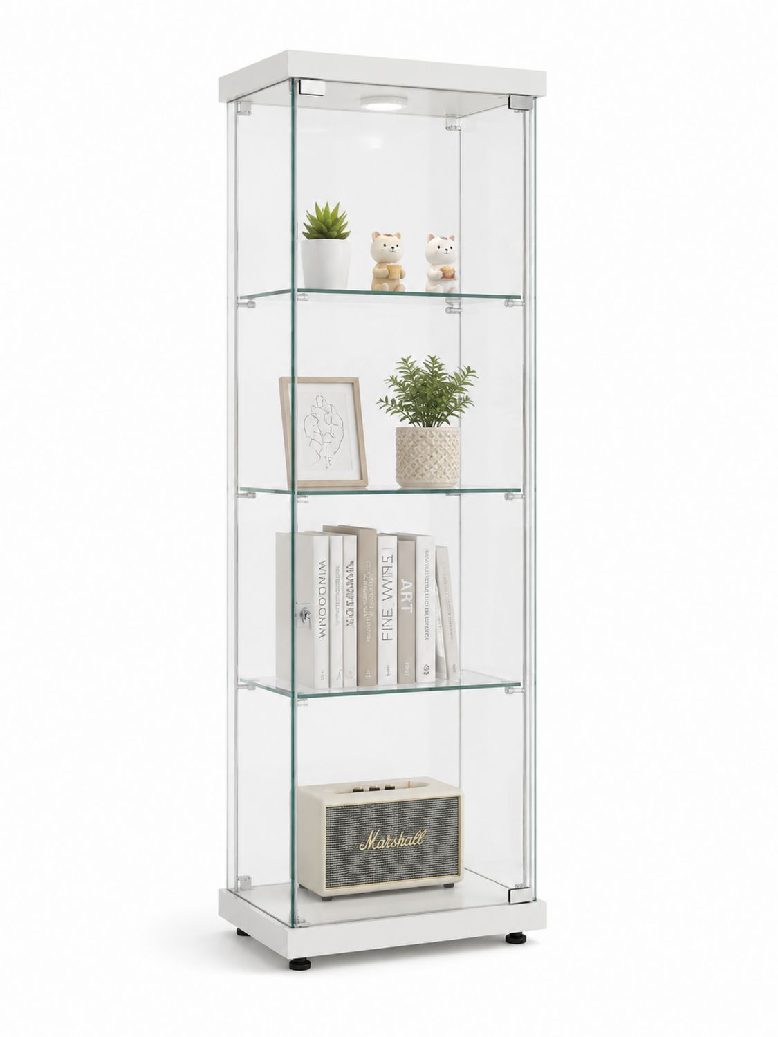 Witryna ze szkła hartowanego z LED, Biała, 172 cm