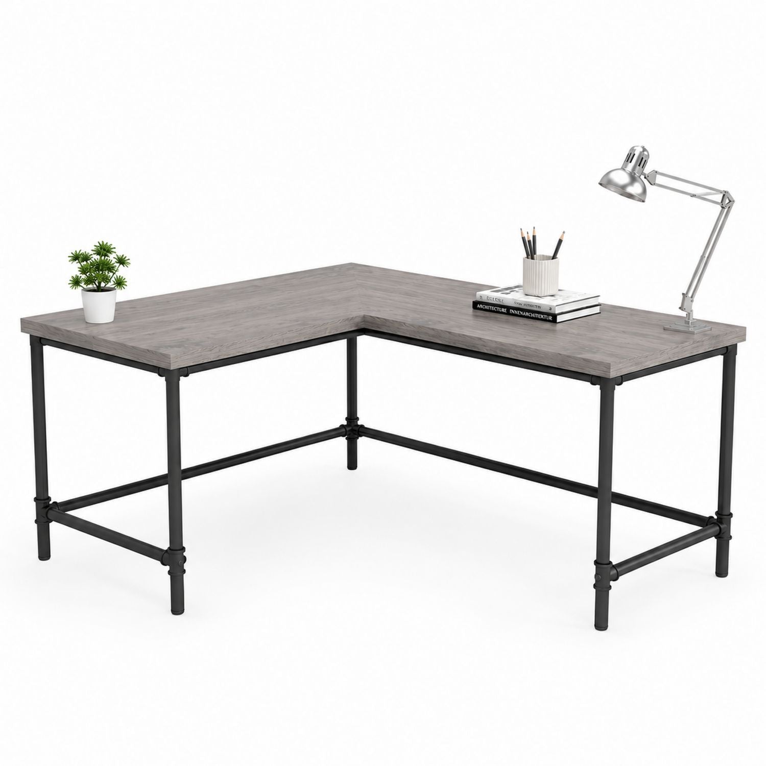 Biurko narożne L z MDF i metalową ramą 150x120 cm