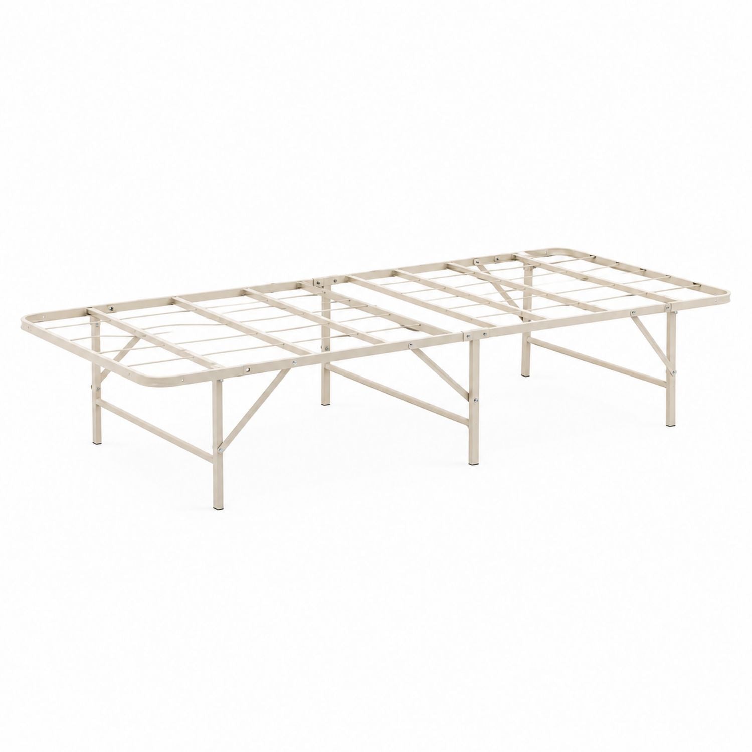 Łóżko metalowe składane z ramą stalową 200x100 cm Beżowe