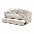 Beżowa sofa z funkcją rozkładaną i szufladą 200x90 cm