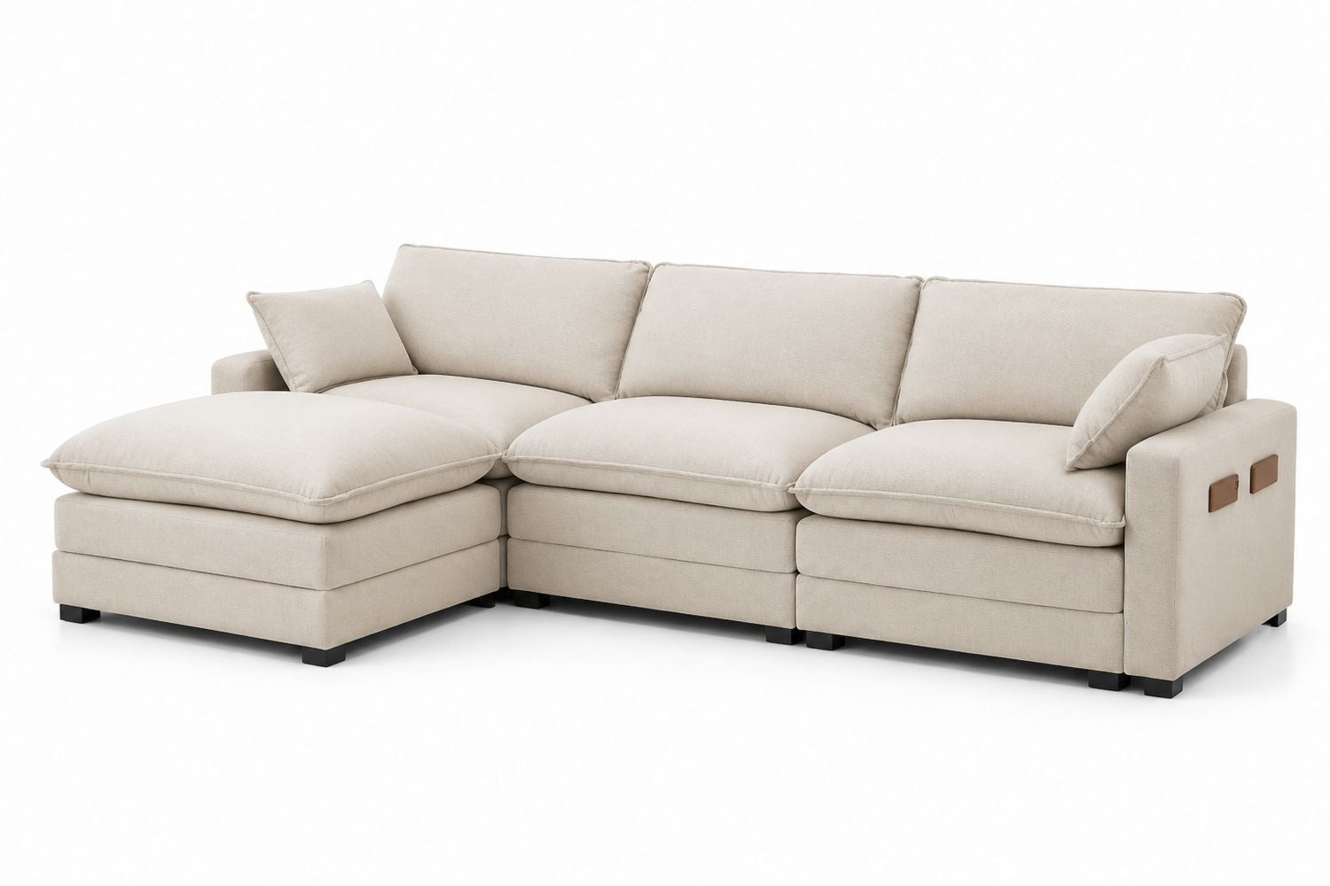 Sofa narożna materiałowa beżowa L 260x85x160 cm