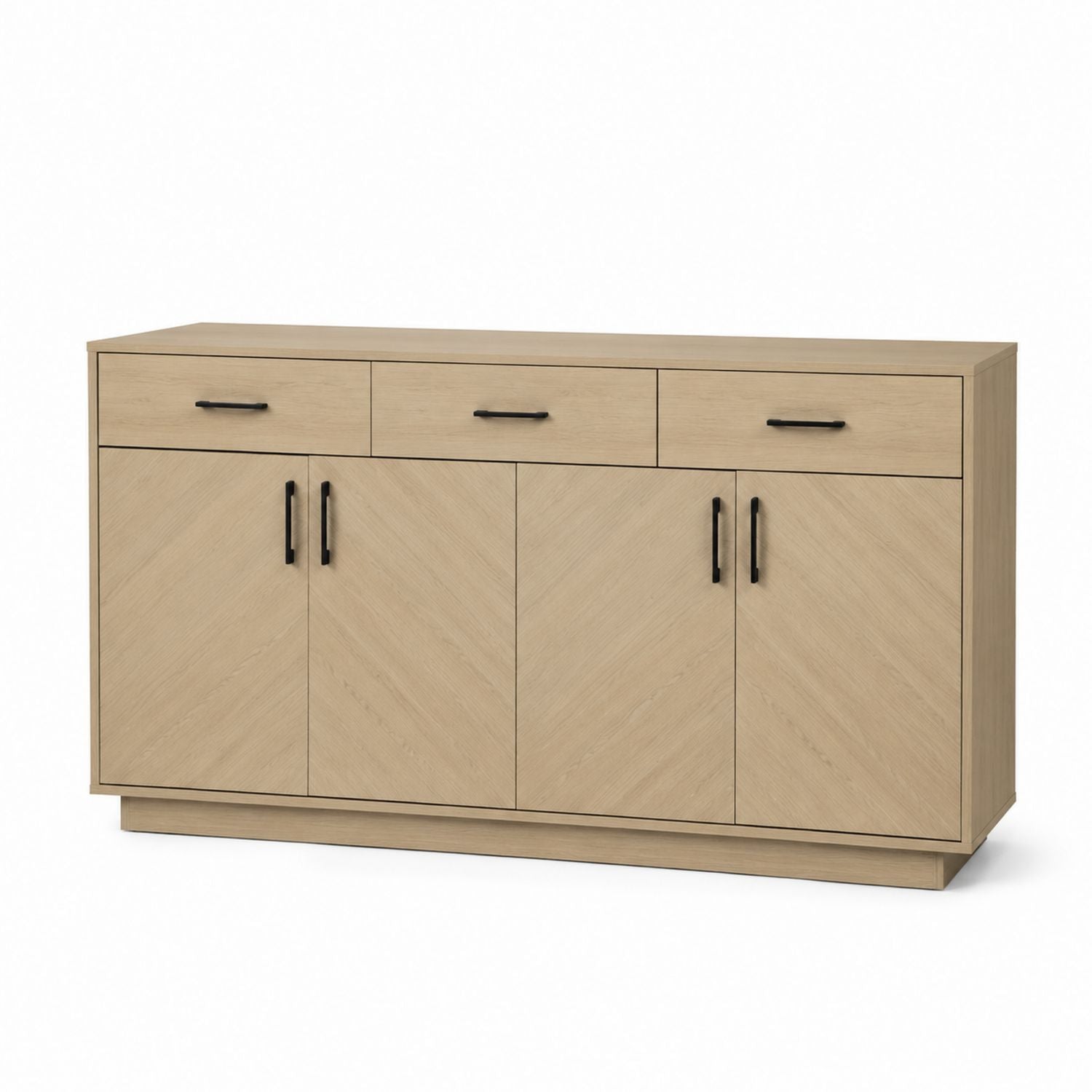 Kredens drewniany z trzema szufladami i czterema drzwiami 150cm