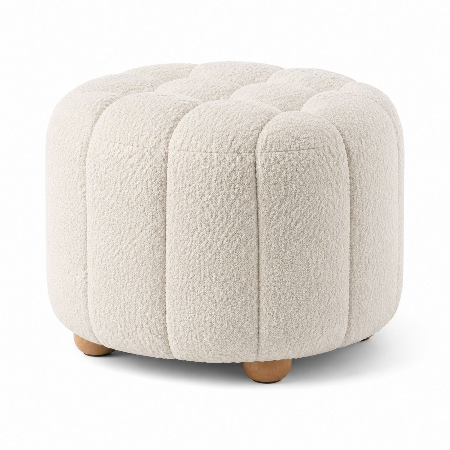 Okrągły podnóżek Bouclé Biały Ø50 cm