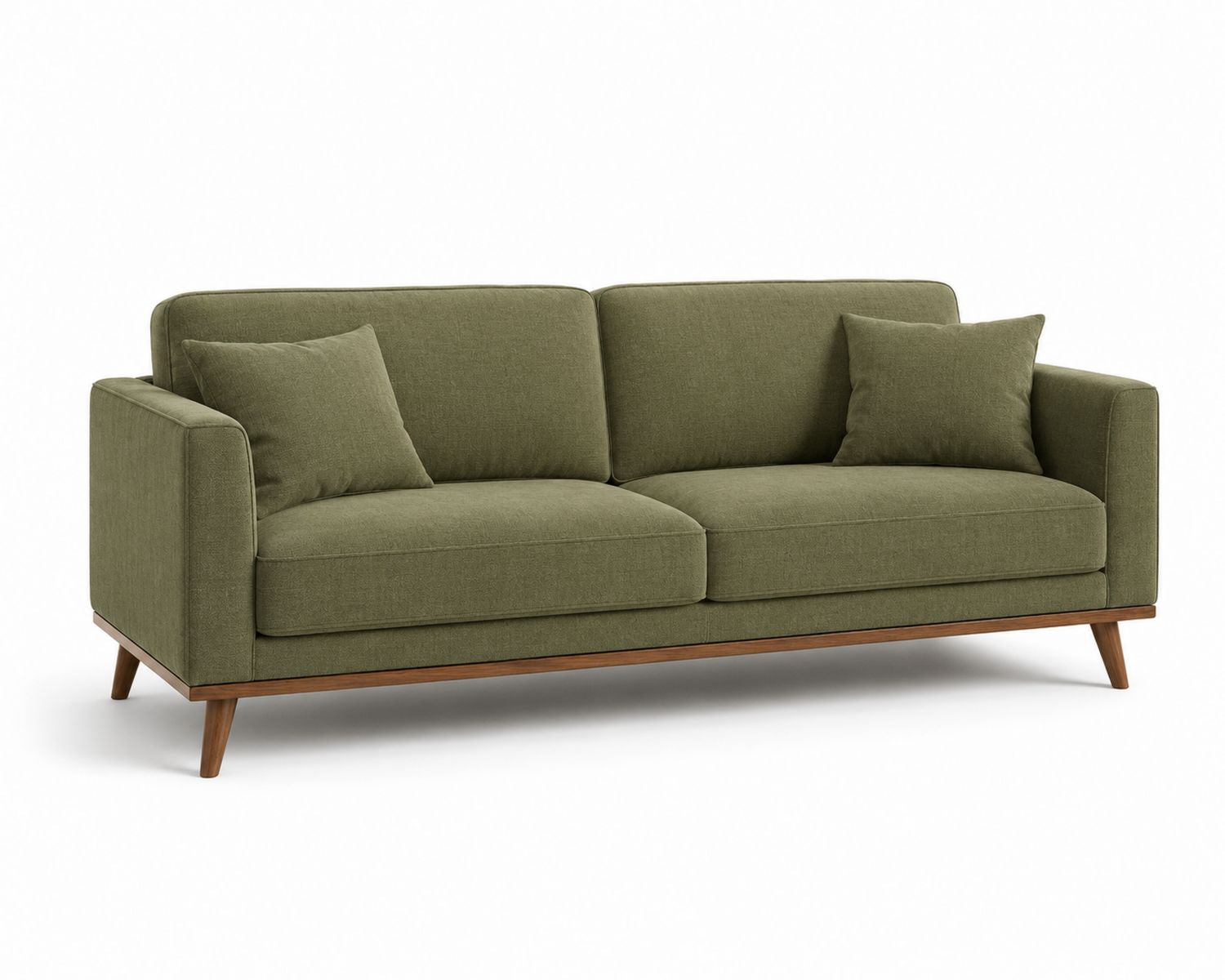 Sofa trzyosobowa z tkaniny i ramą drewnianą