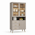 Szara szafka kuchenna z MDF ze szkłem hartowanym