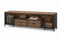 Szafka RTV drewno metal czarna 140x40x50 cm