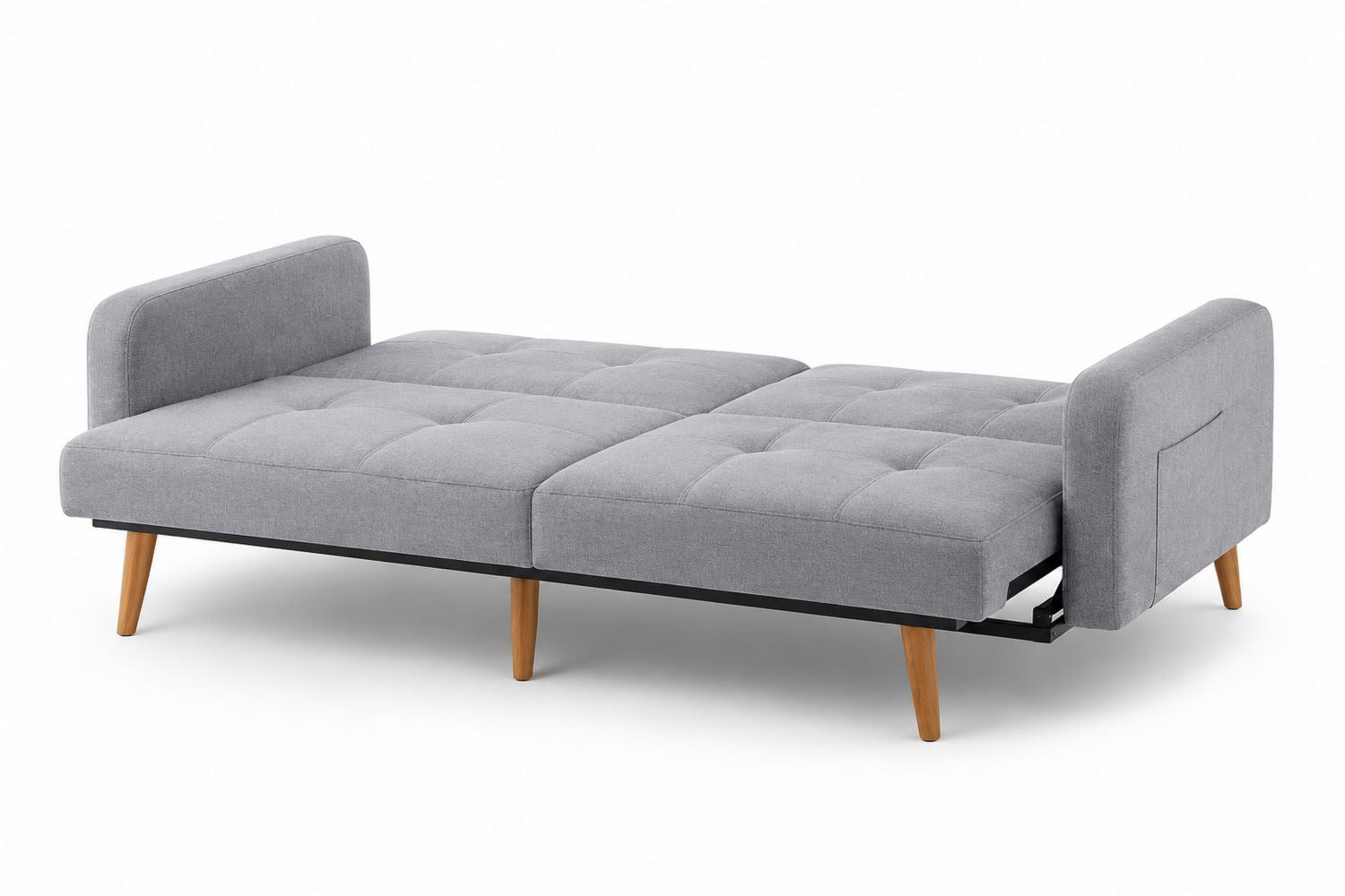 Rozkładana sofa z tkaniną poliestrową, szara