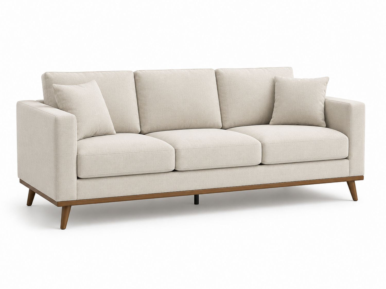 Sofa trzyosobowa lniana beżowa 220cm