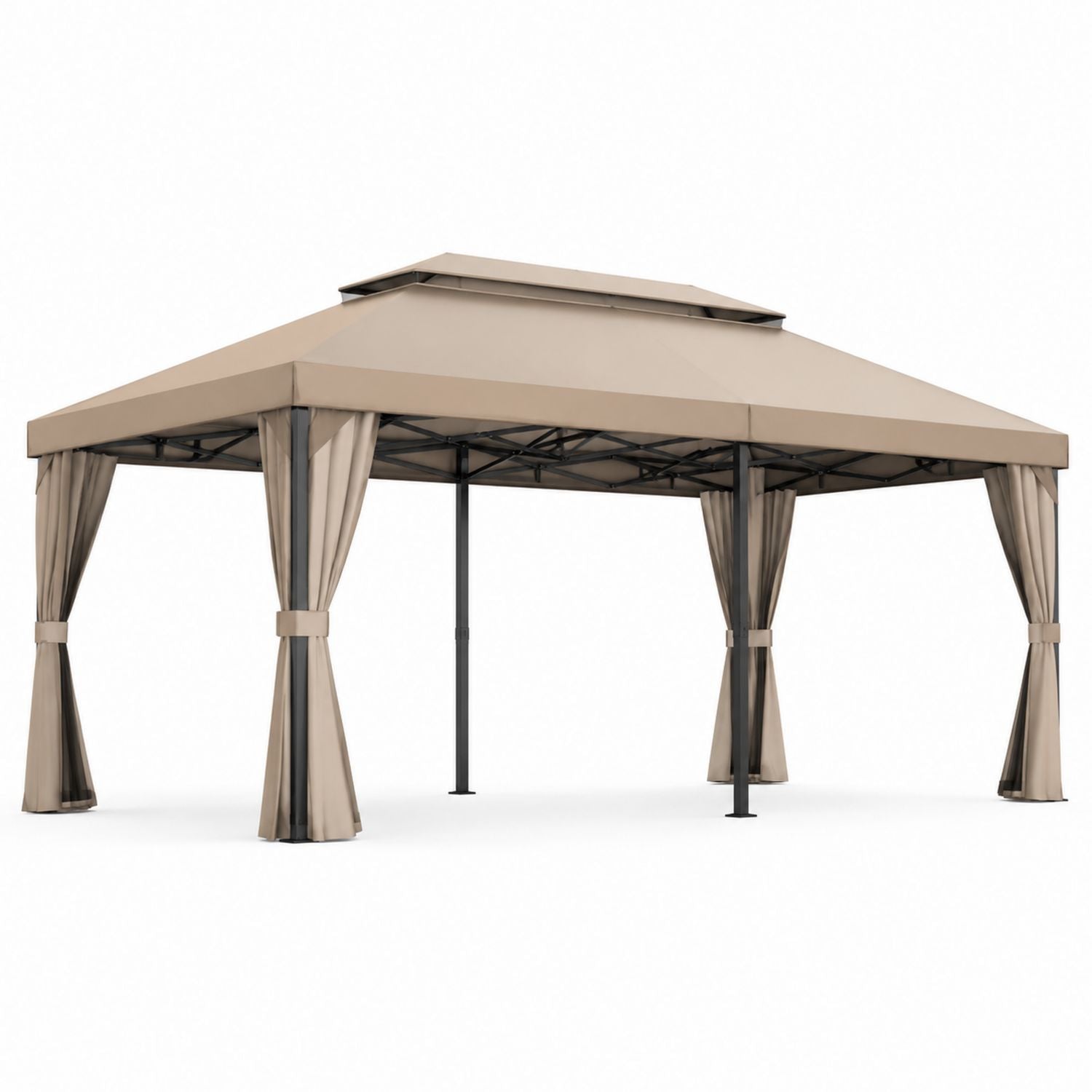 Pawilon ogrodowy metalowy z poliestru Beżowy 3m x 4m