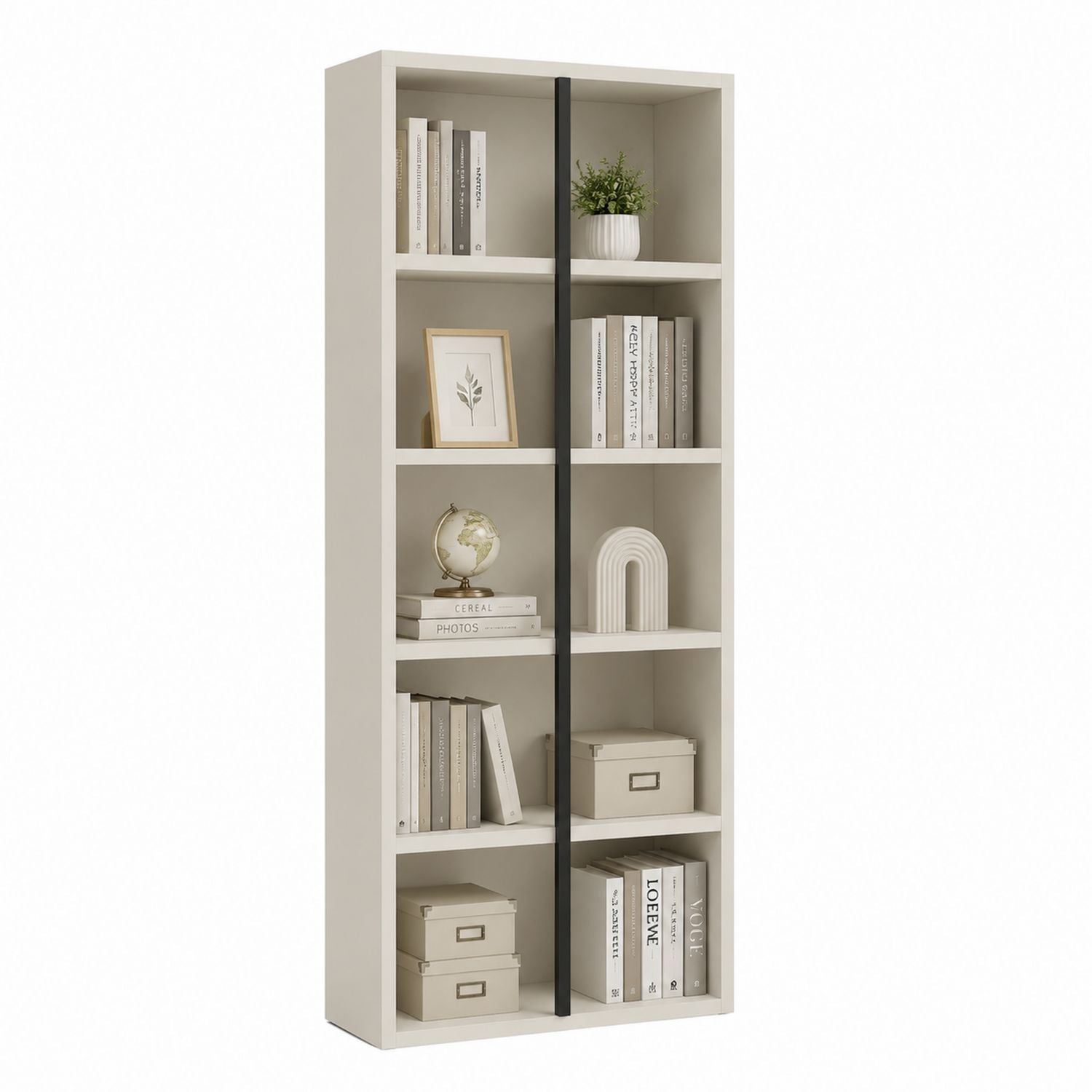 Regał prostokątny z MDF Beżowy/Czarny 180cm x 80cm x 30cm